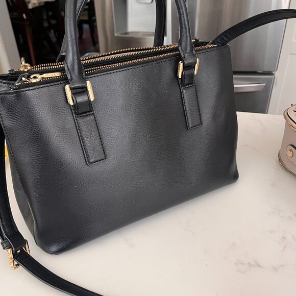 Tory Burch Robinson Double Zip Black Saffiano Tote - Picture 6 of 9